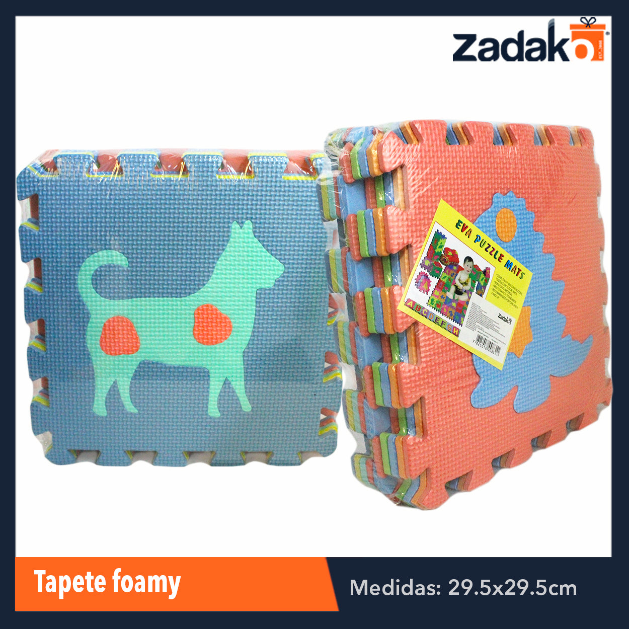 PN-0042 ZP-0832 TAPETE FOAMY ARMABLE 10 PZS ANIMALES 29 X 29 CM, CON 1 PZ O CAJA CON 12 PZS