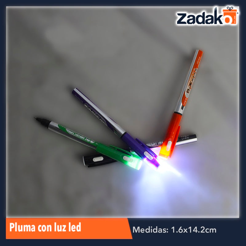 ZP-0856 PLUMA CON LUZ LED CON 12 PIEZAS, O CAJA CON 160 PQTS