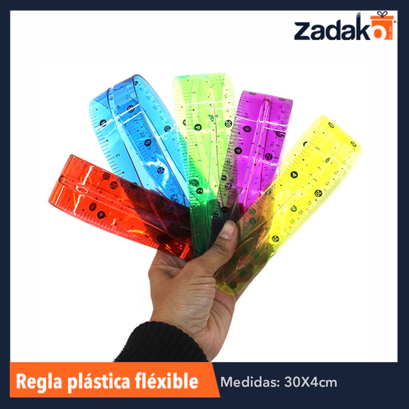 ZP-0658 / C-283-108 REGLA PLASTICA FLEXIBLE 30 CM, PAQUETE CON 24 PZS O CAJA CON 60 PQTS.