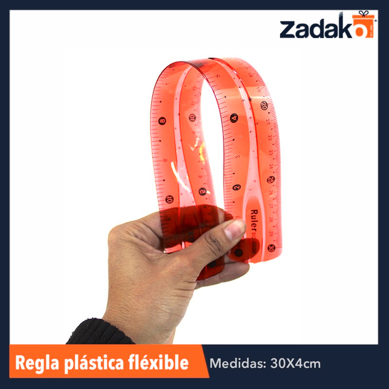 ZP-0658 / C-283-108 REGLA PLASTICA FLEXIBLE 30 CM, PAQUETE CON 24 PZS O CAJA CON 60 PQTS.