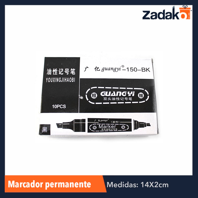 GPM-2366 GPM-0233 MARCADOR PERMANENTE DOBLE PUNTA, CON 10 PZS, O CAJA CON 100 PQTS