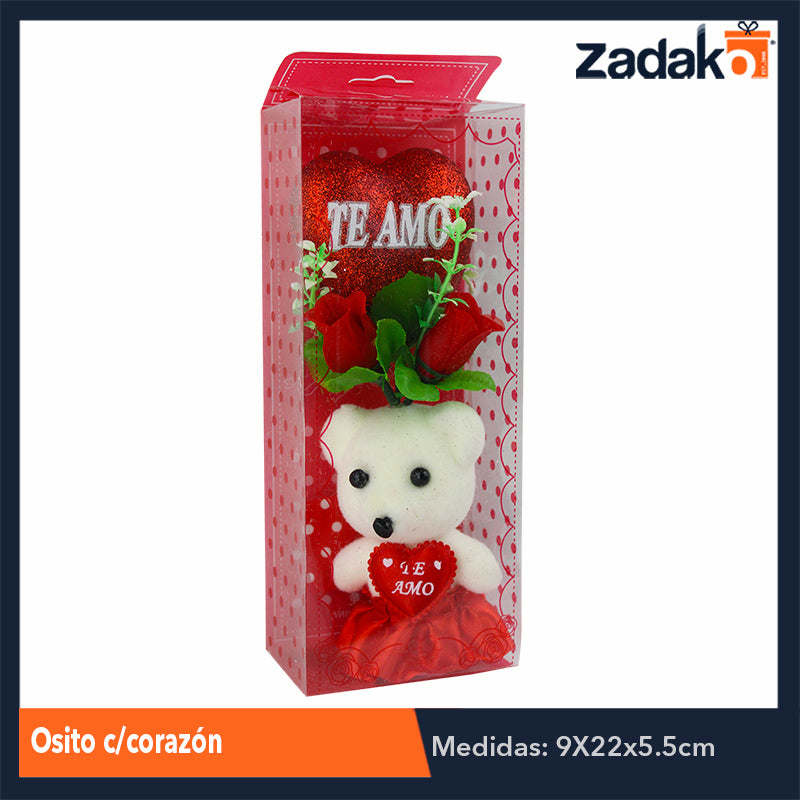 ZT-0001 OSITO CON CORAZON, CON 1 PZ O CAJA CON 144 PZS