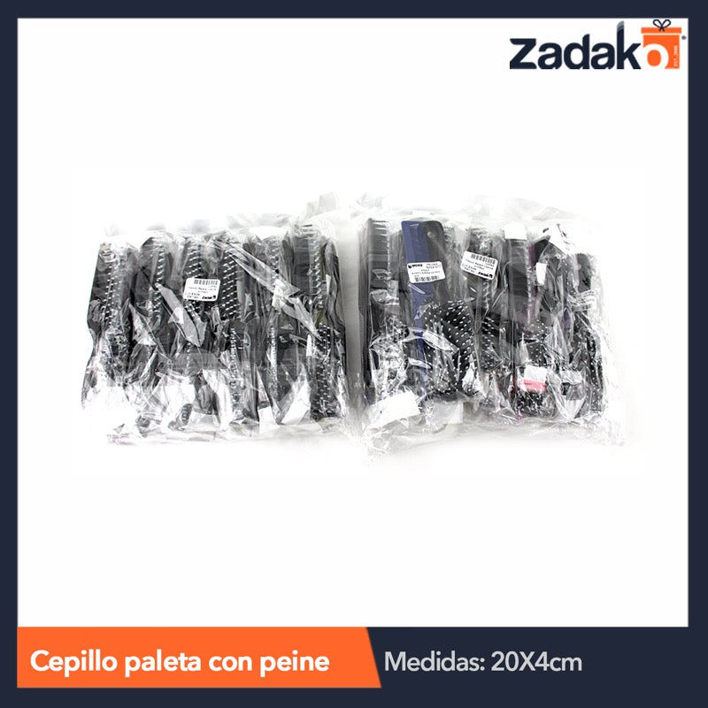 CEPILLO PALETA CON PEINE, CON 12 PZS, O CAJA CON 25 PQTS