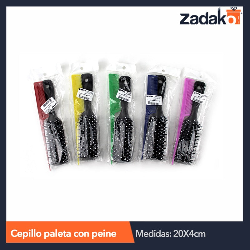 N-GPM-4238 CEPILLO PALETA CON PEINE, CON 12 PZS, O CAJA CON 25 PQTS