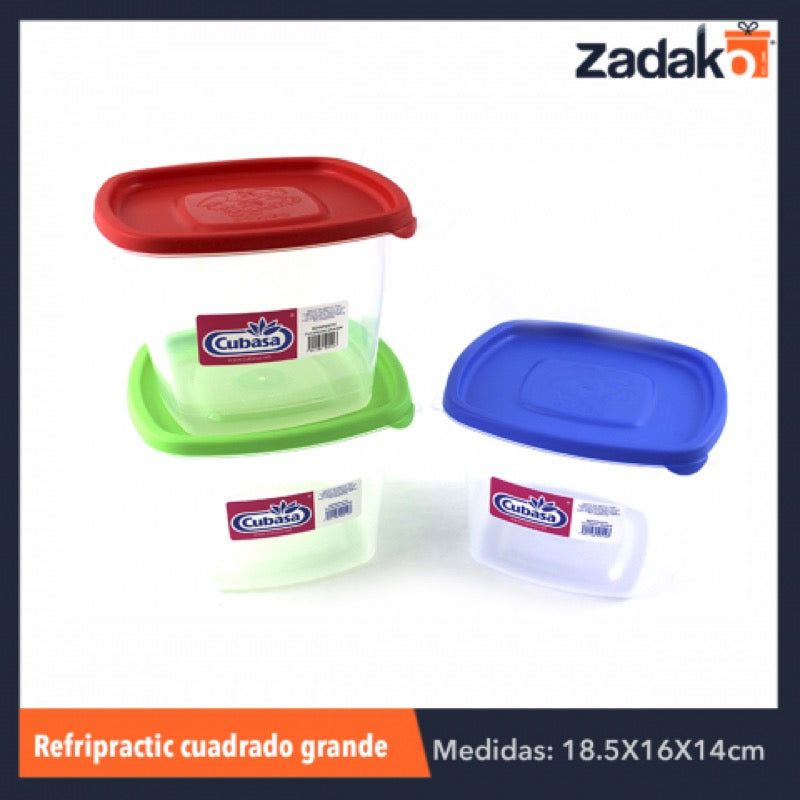 REFRI PRACTIC CUADRADO GRANDE 1.6LT, CON 1 PZ O CAJA CON 15 PZS