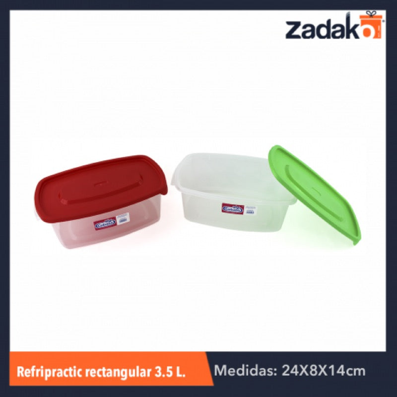 REFRI PRACTIC RECTANGULAR 3.5LT, CON 1 PZ O CAJA CON 15 PZS