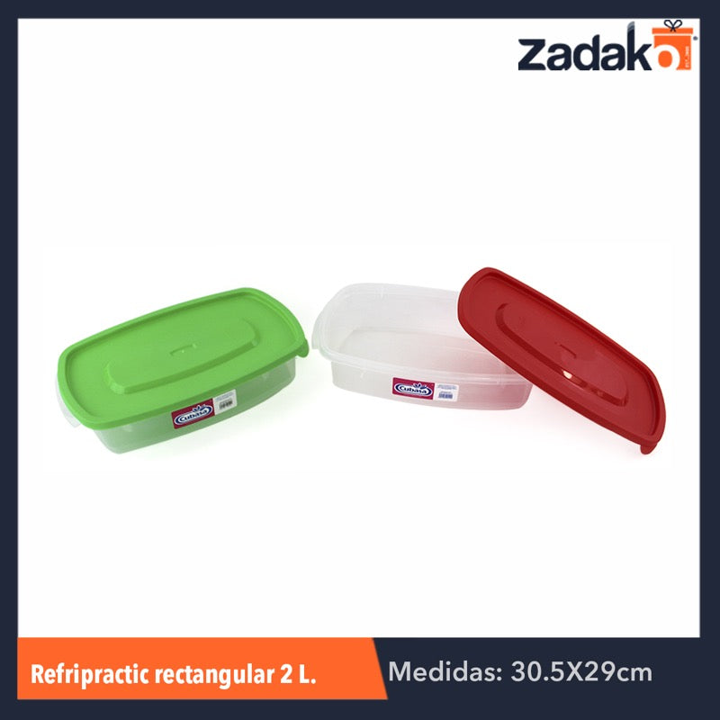 REFRI PRACTIC RECTANGULAR 2LT, CON 1 PZ O CAJA CON 15 PZS