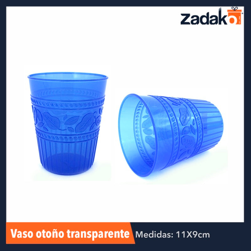 VASO OTOÑO TRANSPARENTE 450ML, CON 1 PZ O CAJA CON 60 PZS