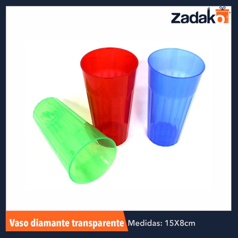 VASO DIAMANTE TRANSPARENTE 500ML, CON 1 PZ O CAJA CON 60 PZS
