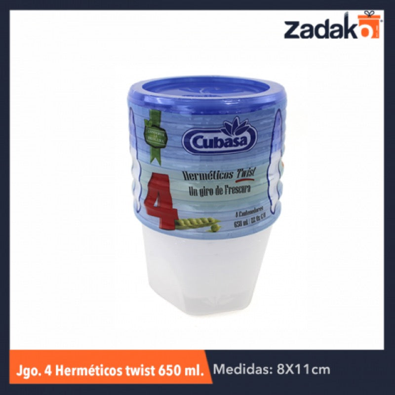 JGO 4 HERMETICOS TWIST 650ML, CON 1 PZ O CAJA CON 10 PZS