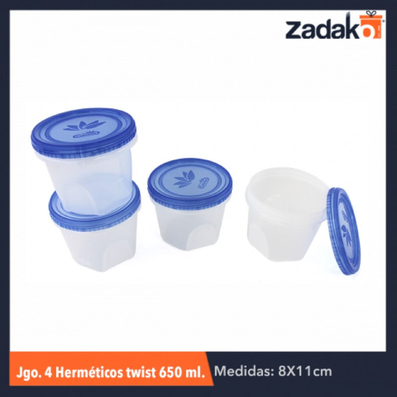 JGO 4 HERMETICOS TWIST 650ML, CON 1 PZ O CAJA CON 10 PZS