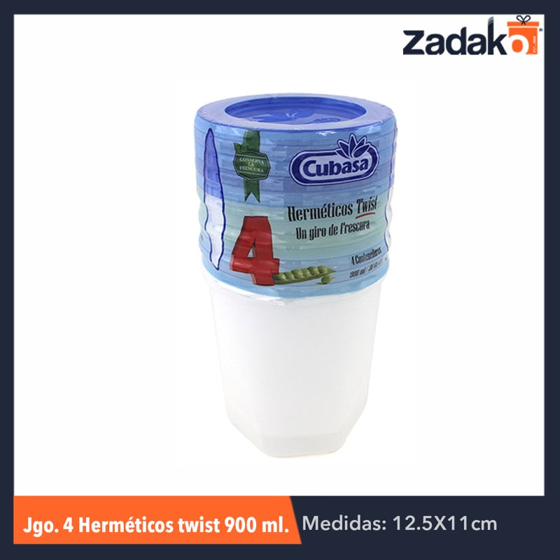 JGO 4 HERMETICOS TWIST 900ML, CON 1 PZ O CAJA CON 10 PZS