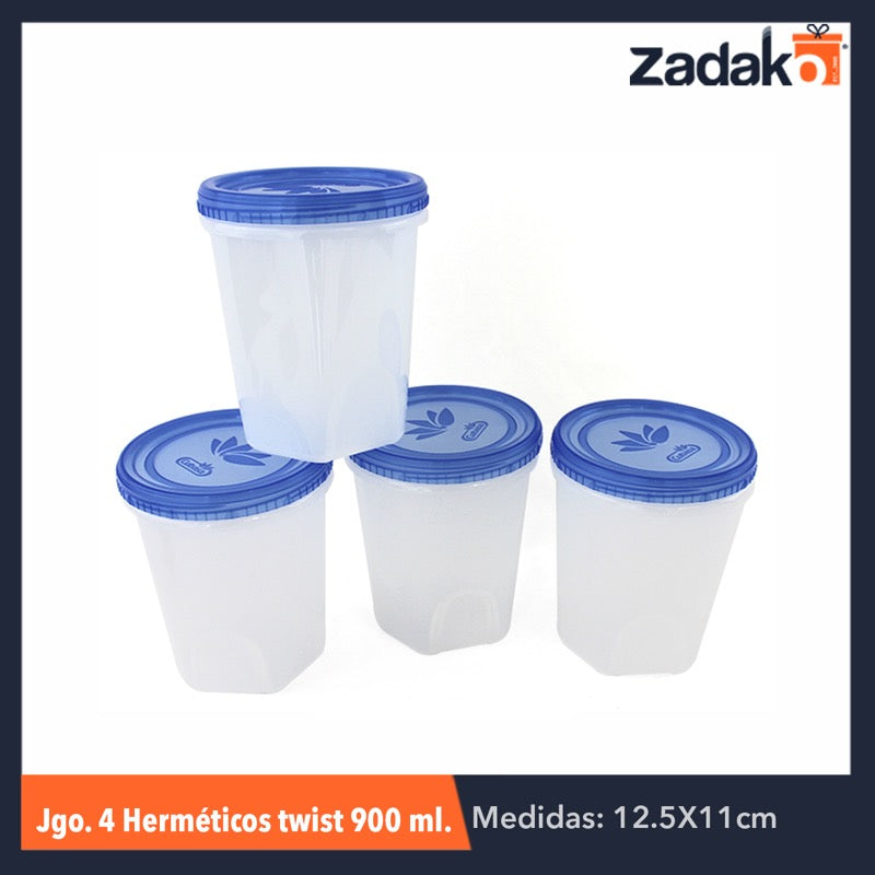 JGO 4 HERMETICOS TWIST 900ML, CON 1 PZ O CAJA CON 10 PZS
