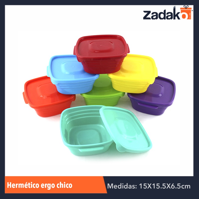 1075 HERMÉTICO ERGO CHICO C/TAPA CAP.600ML, CON 1 PZ O CAJA CON 25 PZS