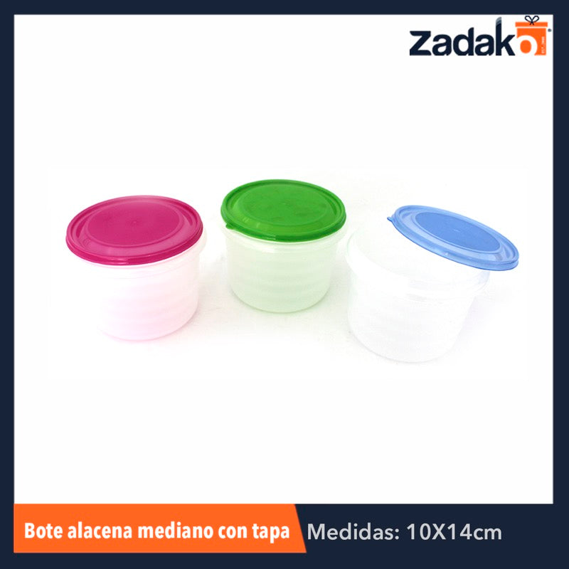 BOTE ALACENA MEDIANO CON TAPA, CON 1 PZ O CAJA CON 12 PZS