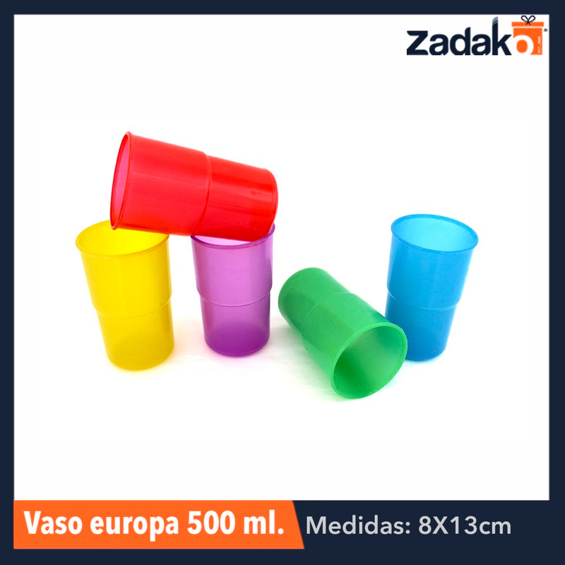 VASO EUROPA 500 ML, CON 1 PZ O CAJA CON 200 PZS