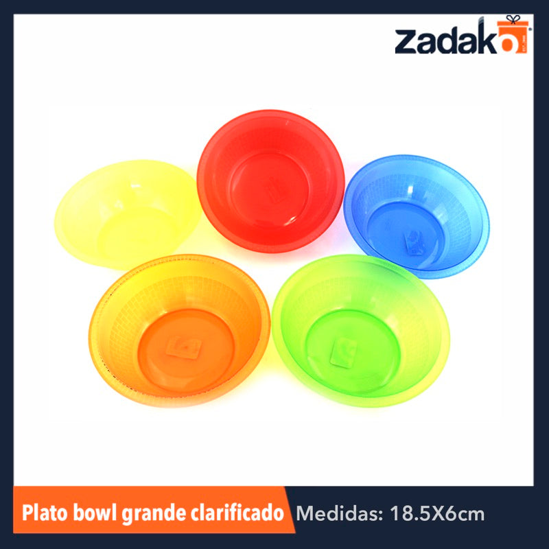 PLATO BOWL GRANDE CLARIFICADO, CON 1 PZ O CAJA CON 100 PZS