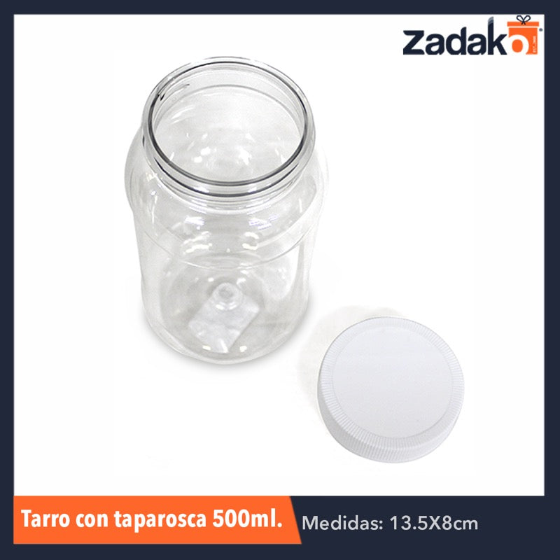 TARRO 500 ML CON TAPAROSCA 63 MM, CON 1 PZ O CAJA CON 105 PZS