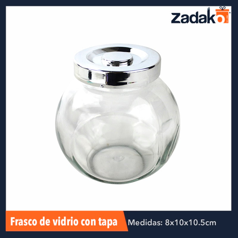 N-GPM-6196 AV-4704-2A FRASCO DE VIDRIO CON TAPA 10x8x10.5 CM , CON 1 PZ O CAJA CON 75 PZS