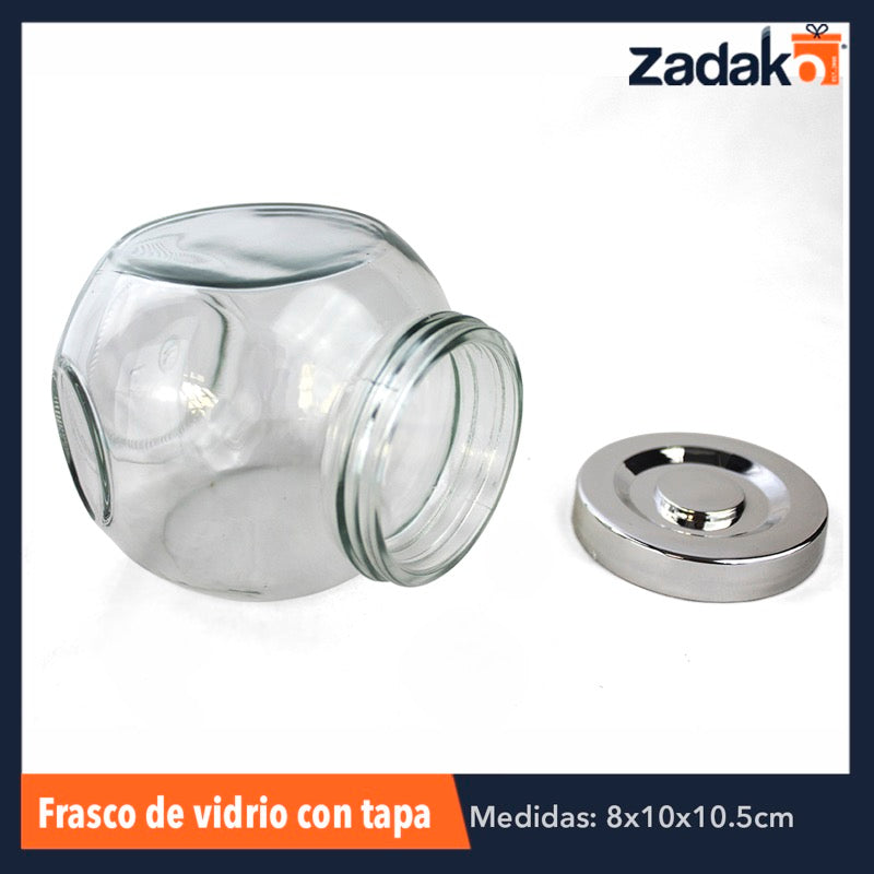 AV-4704-2A FRASCO DE VIDRIO CON TAPA 10x8x10.5 CM , CON 1 PZ O CAJA CON 75 PZS