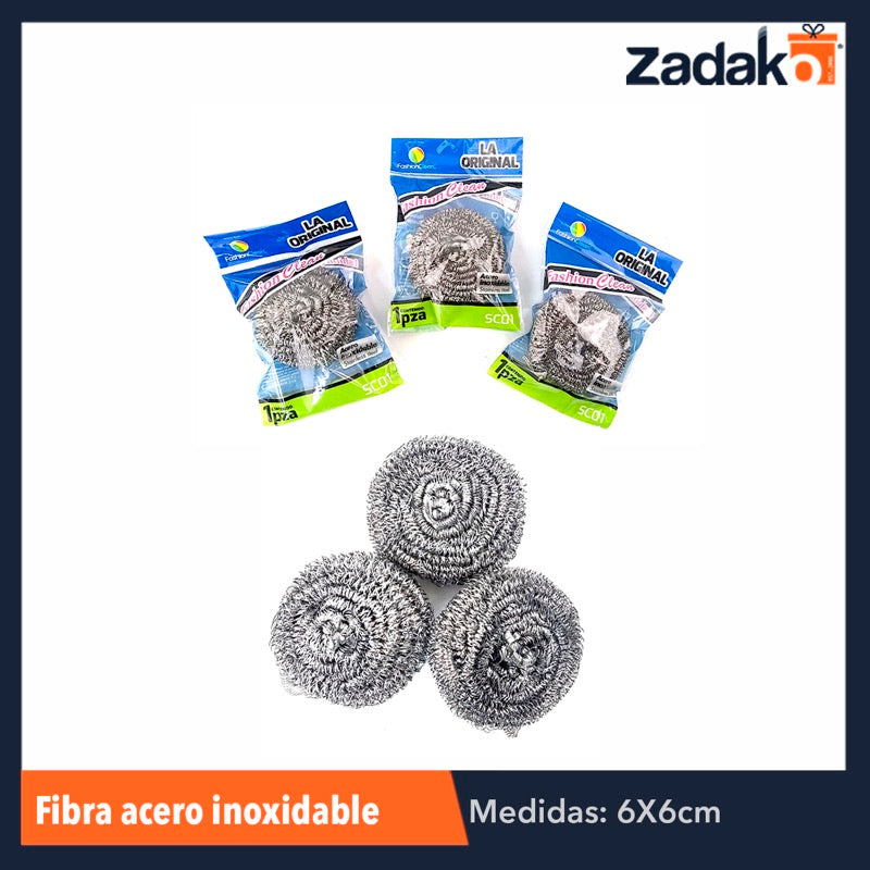 FC12 FCP22 FIBRA DE ACERO INOXIDABLE, CON 12 PZS, O CAJA CON 60 PQTS