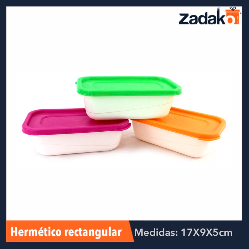 REF-1825 HERMETICO RECTANGULAR 380 ML, CON 1 PZ O CAJA CON 200 PZS