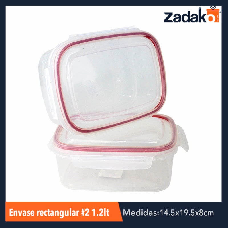 ENVASE RECTANGULAR #2 1.2 LT, CON 1 PZ O CAJA CON 24 PZS