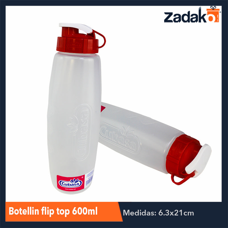 BOTELLIN FLIP TOP 600 ML CON 1 PIEZA O CAJA CON 18 PZS
