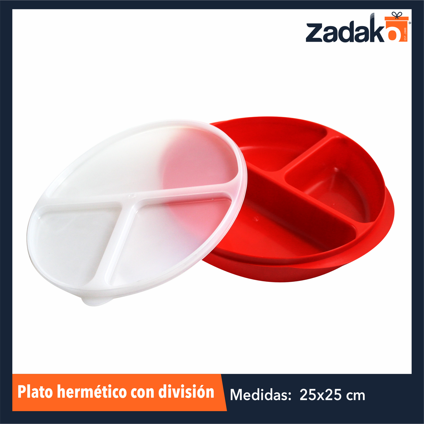 PLATO HERMETICO CON DIVISION CON 1 PZA O CAJA CON 10 PZS