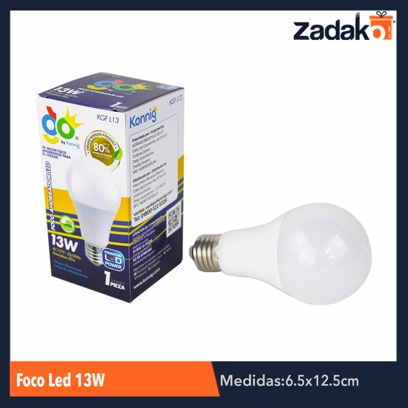 KGFL13 FOCO LED 13W, CON 1 PZ O CAJA CON 100 PZS