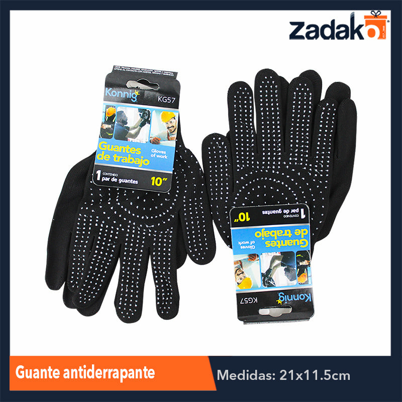 KG57 GUANTE ANTIDERRAPANTE DE COLOR PUNTEADO, CON 1 PZ O CAJA CON 600 PZS