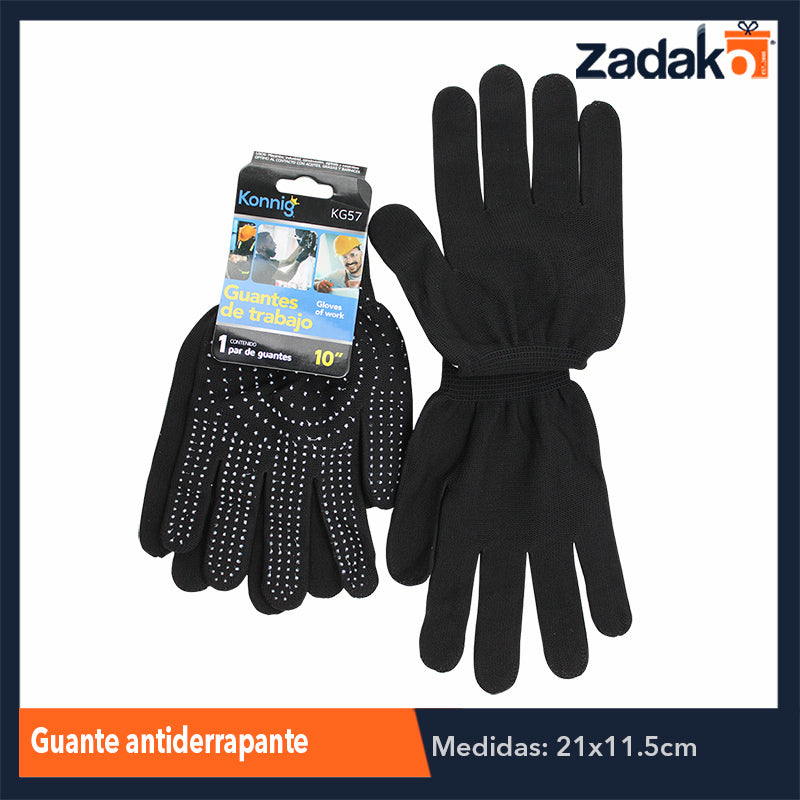 KG57 GUANTE ANTIDERRAPANTE DE COLOR PUNTEADO, CON 1 PZ O CAJA CON 600 PZS