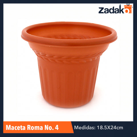 MACETA ROMA NO. 4 TERRACOTA, CON 1 PZ O CAJA CON 50 PZS