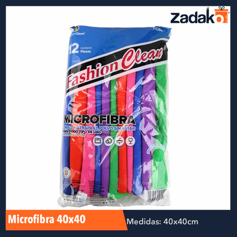 FCMF012 MICROFIBRA 40X40, CON 12 PZS, O CAJA CON 28 PQTS