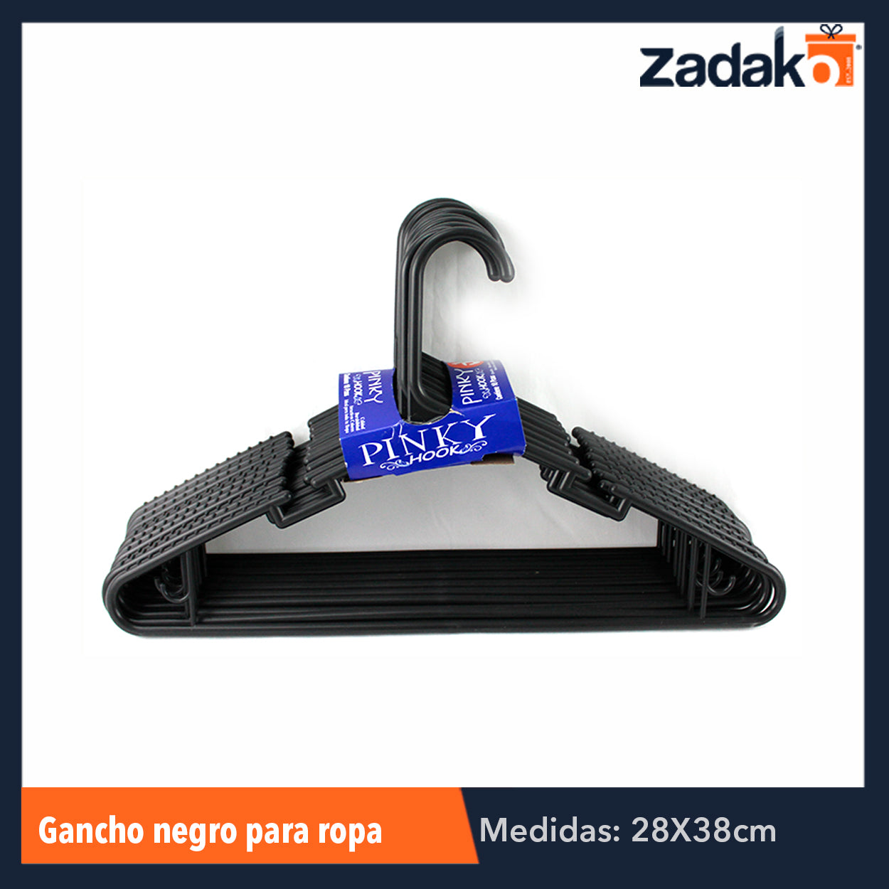 N-GPM-2718 M12212 GANCHO NEGRO PARA ROPA, 10 PZS CON 1 PZ O CAJA CON 20 PZS