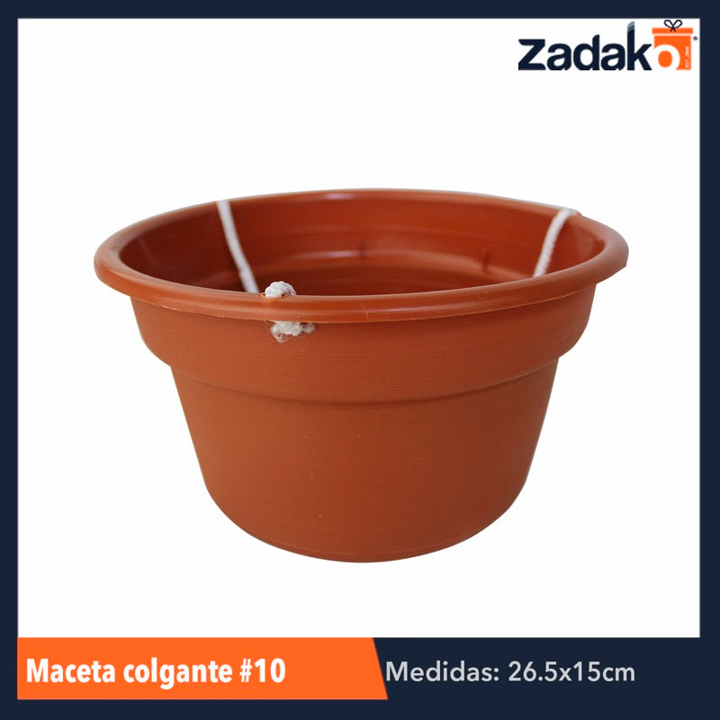 MACETA COLGANTE No. 10 TERRACOTA, CON 1 PZ O CAJA CON 50 PZS