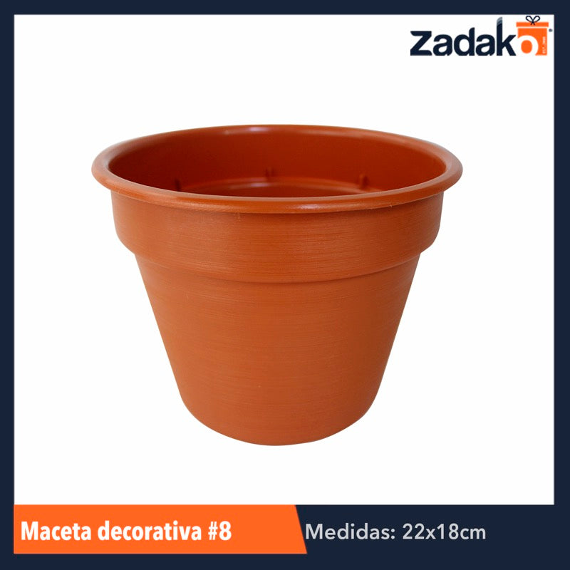 MACETA DECORATIVA #8 TERRACOTA, CON 1 PZ O CAJA CON 25 PZS