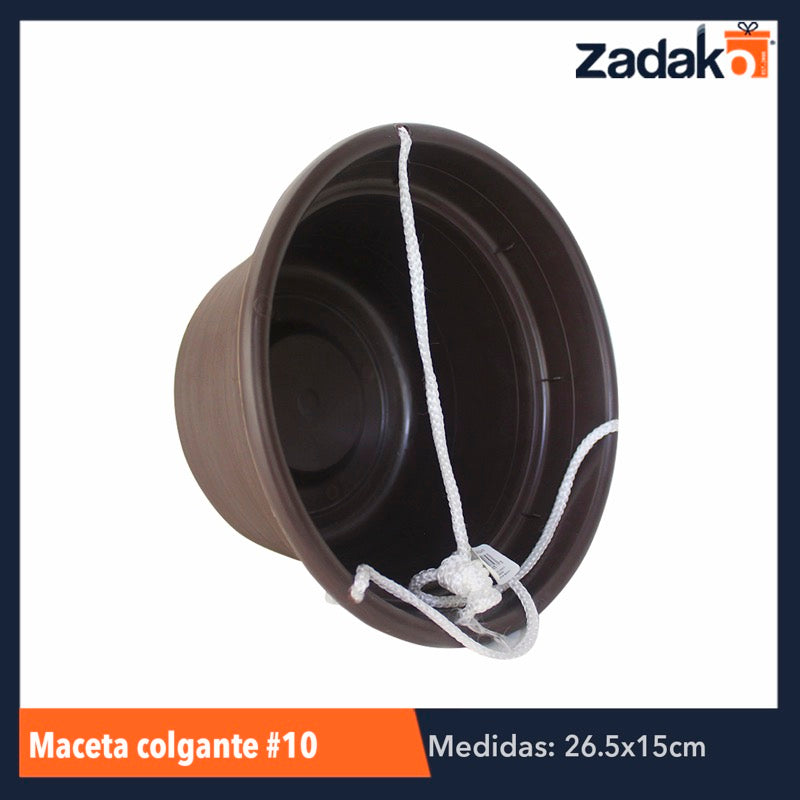MACETA COLGANTE No. 10 CHOCOLATE, CON 1 PZ O CAJA CON 50 PZS