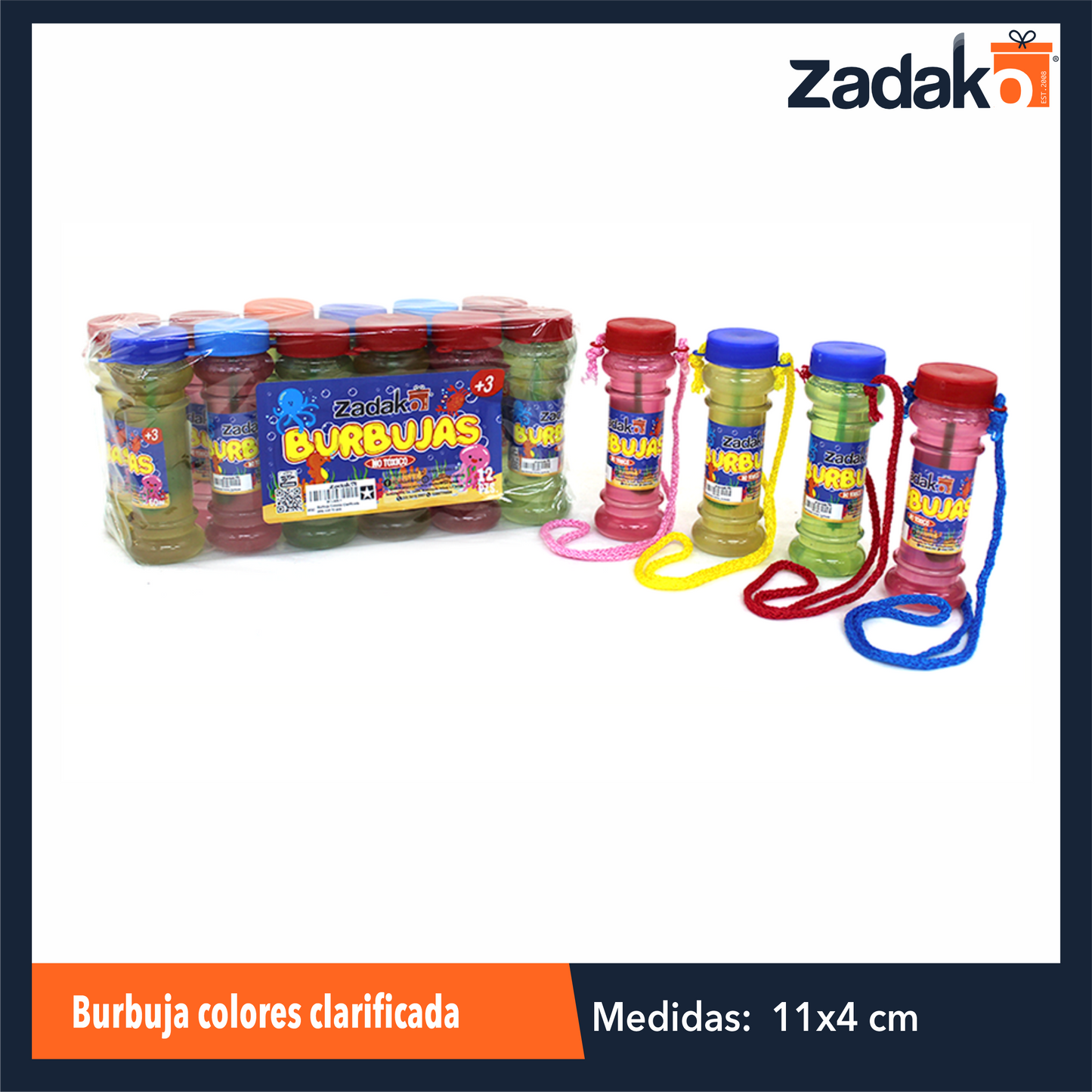 BURBUJA COLORES CLARIFICADA, CON 1 PZ O CAJA CON 324 PZS