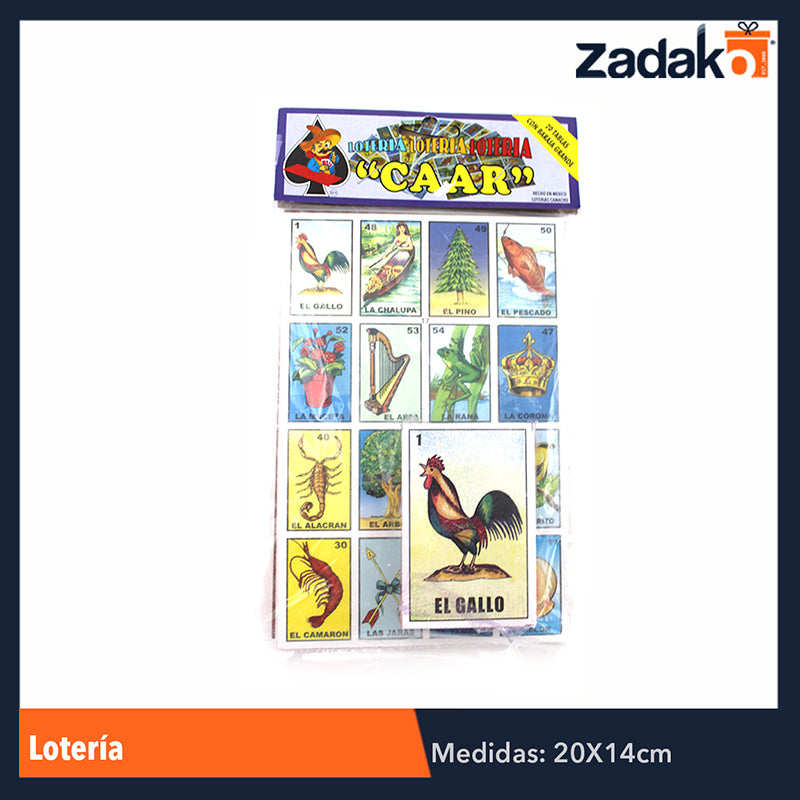 LOT20GDE LOTERIA 20 TABLAS BARAJA GDE, CON 1 PZ O CAJA CON 46 PZS