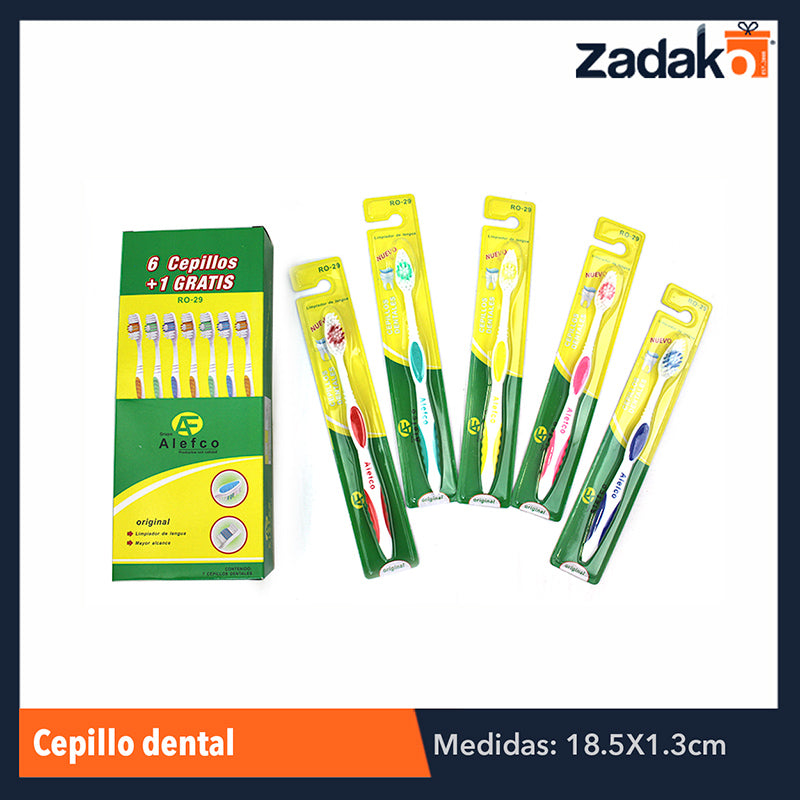 RO-29 CEPILLO DENTAL ALEFCO PAQ CON 7 PZS O CAJA CON 24 PQS