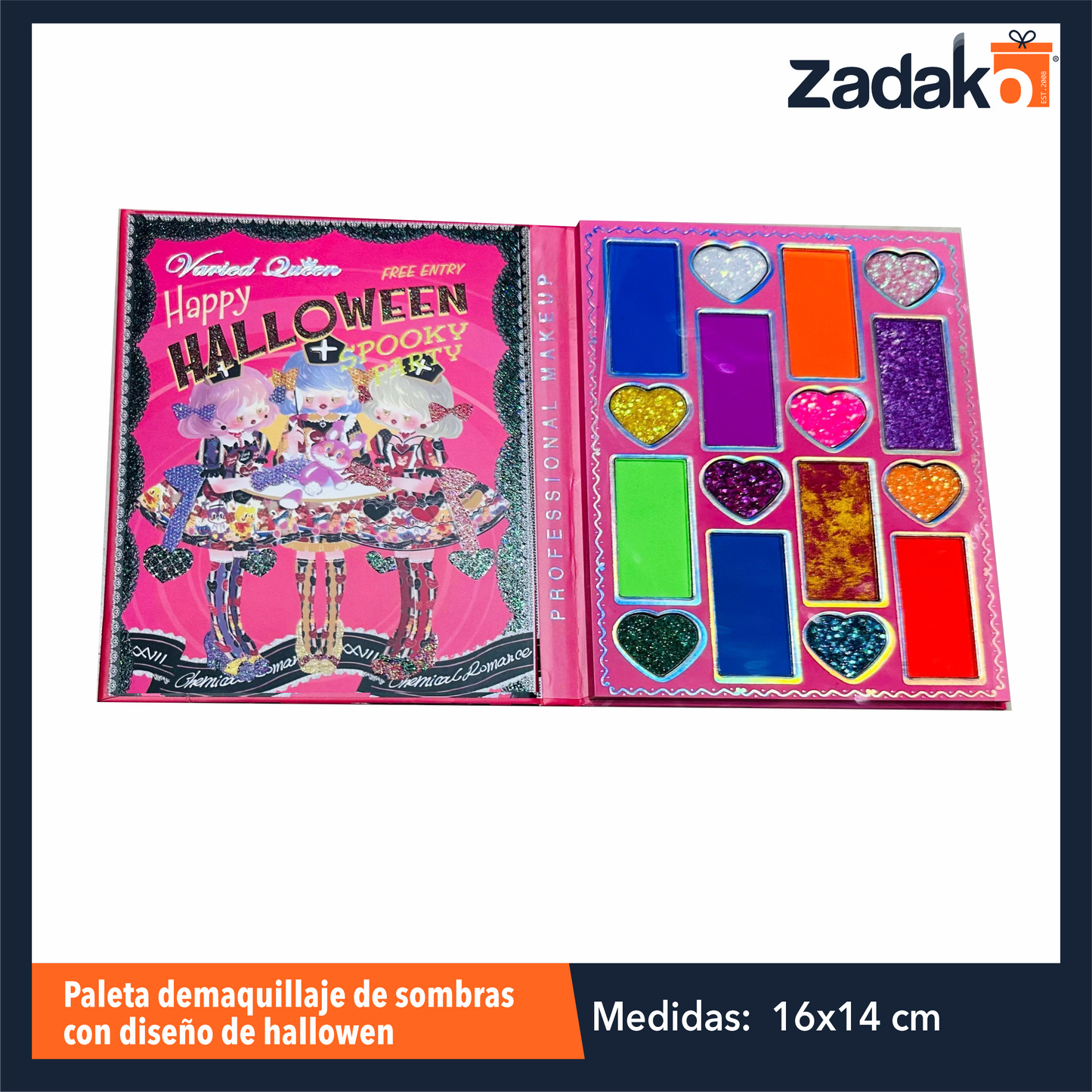 ZB-0316 PALETA DEMAQUILLAJE DE SOMBRAS CON DISEÑO DE HALLOWEN, CON 1 PZ O CAJA CON 192 PZS