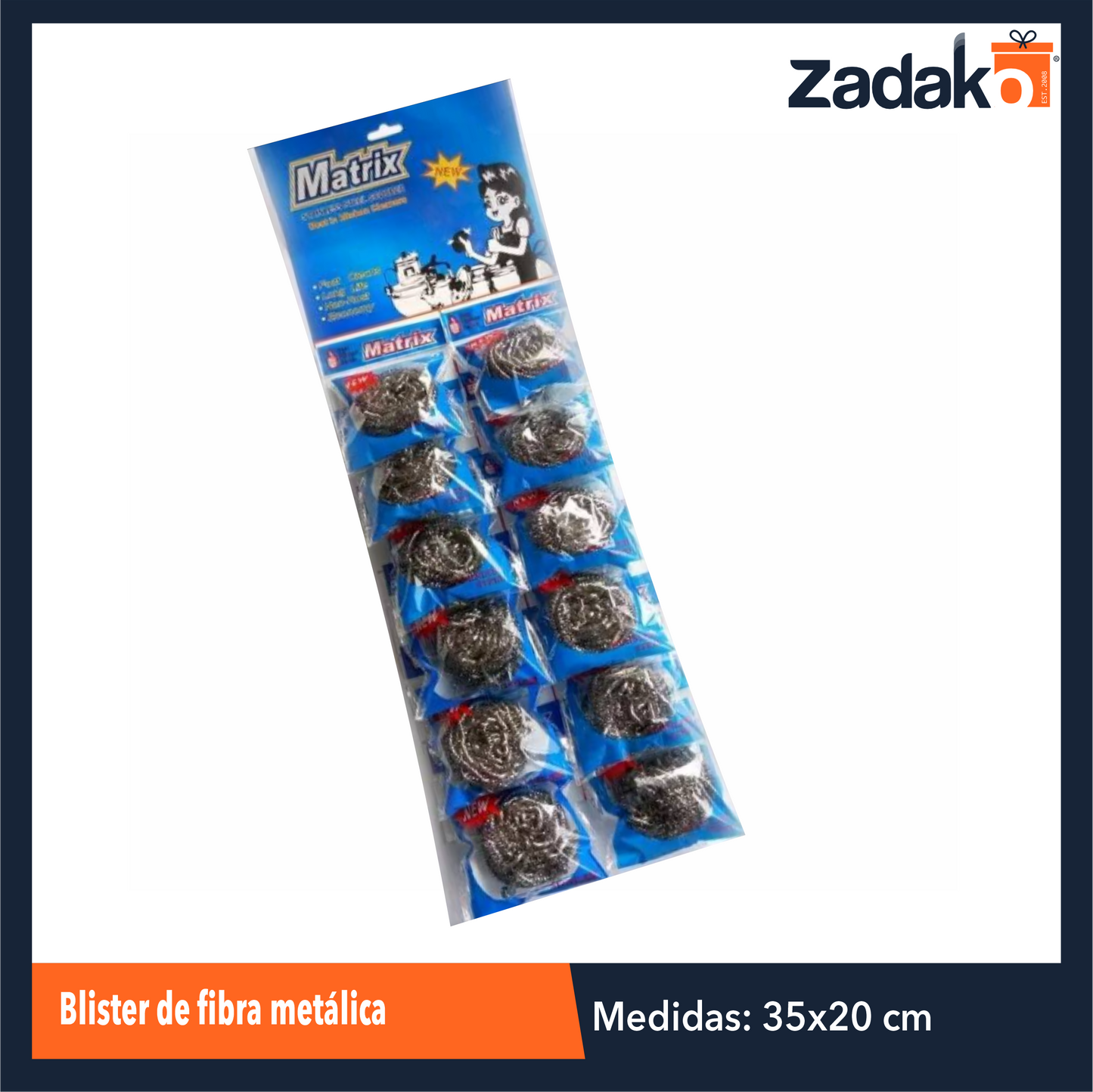 ZC-0422 BLISTER DE FIBRA METALICA CON 12 PZS O CAJA CON 60 PZS