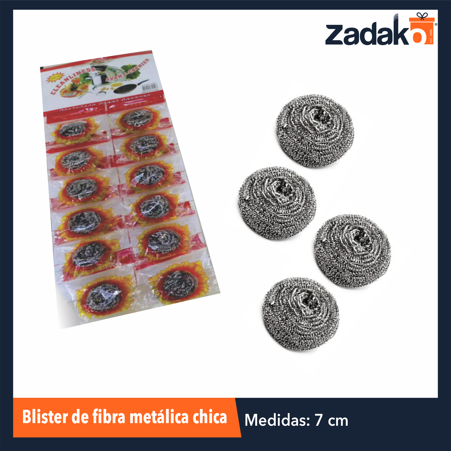 ZC-0423 BLISTER DE FIBRA METALICA CHICA CON 12 PZS O CAJA CON 60 PZS