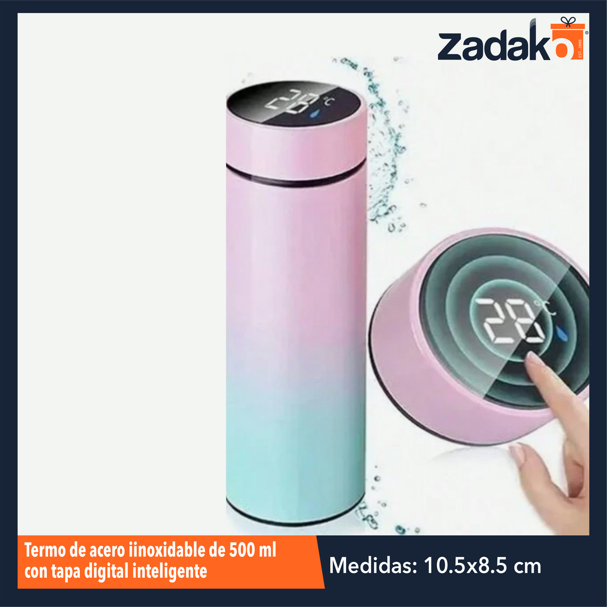 GPM-3622 TERMO DE ACERO IINOXIDABLE DE 500 ML CON TAPA DIGITAL INTELIGENTE CON PANTALLA CON 1 PZ O CAJA CON 50 PZS