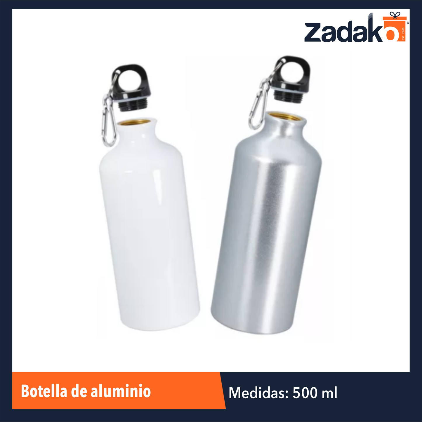 ZC-0552 BOTELLA DE ALUMINIO 500 ML CON 1 PZ O CAJA CON 60 PZS