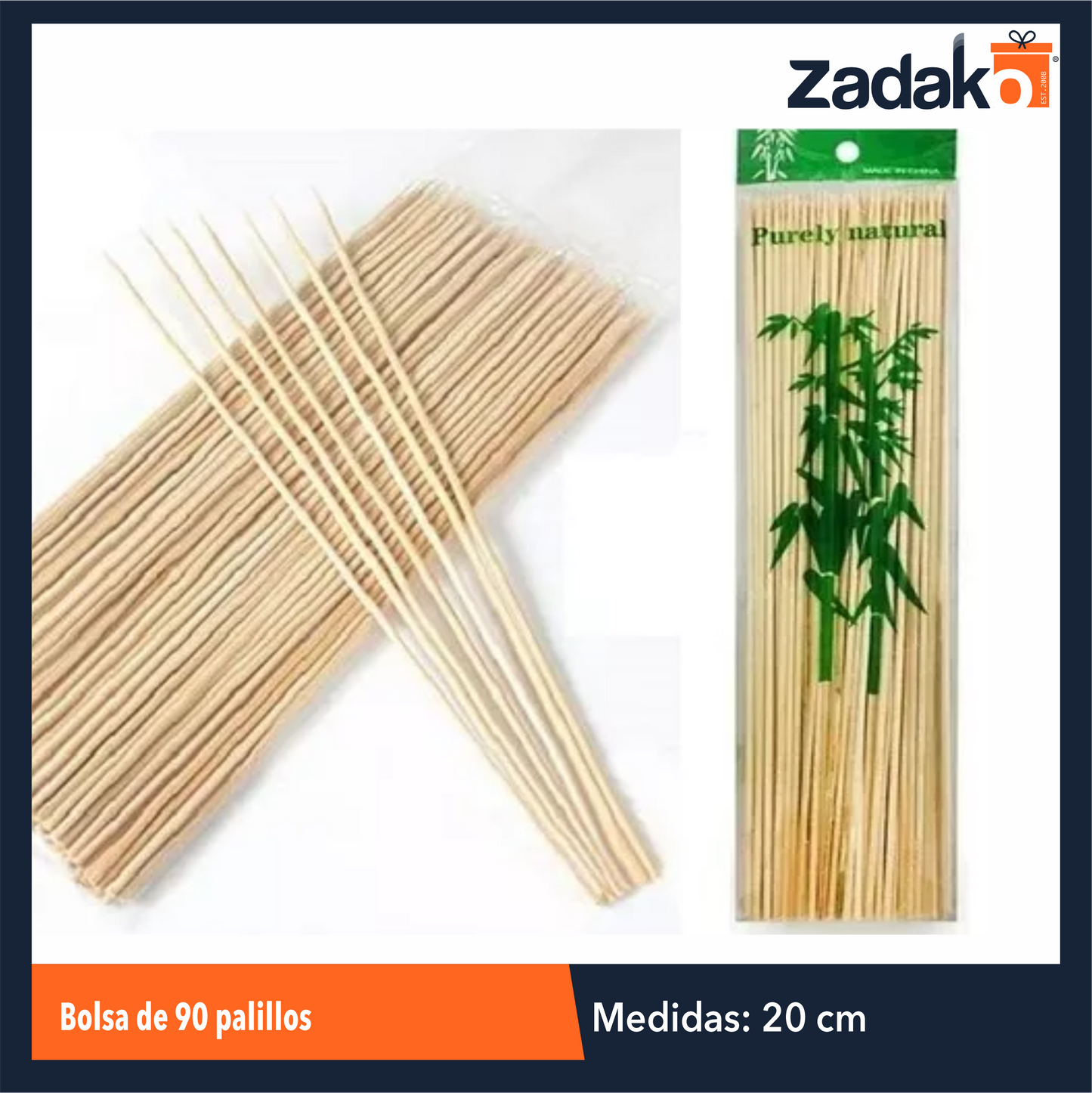 ZC-0575 BOLSA DE 90 PALILLOS DE 20 CM CON 1 PZ O CAJA CON 200 PZS