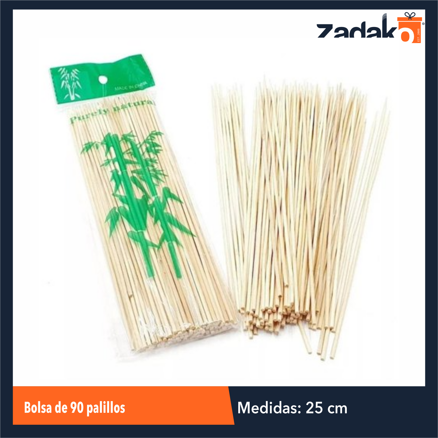 ZC-0576 BOLSA DE 90 PALILLOS DE MADERA DE 25 CM CON 1 PZ O CAJA CON 200 PZS
