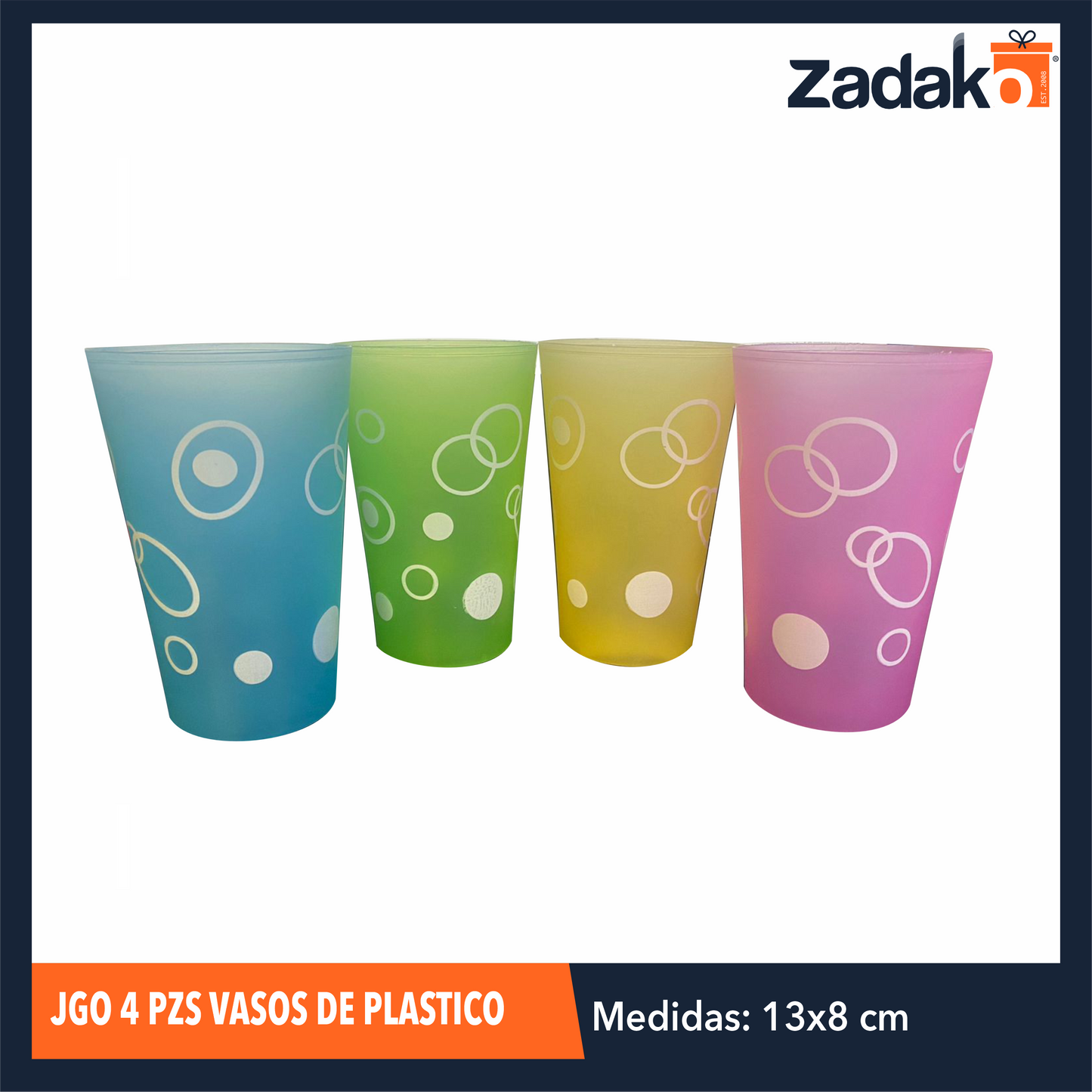 ZC-379 JGO 4 PZS VASOS DE PLASTICO, CON 1 PZ O CAJA CON 150 PZS