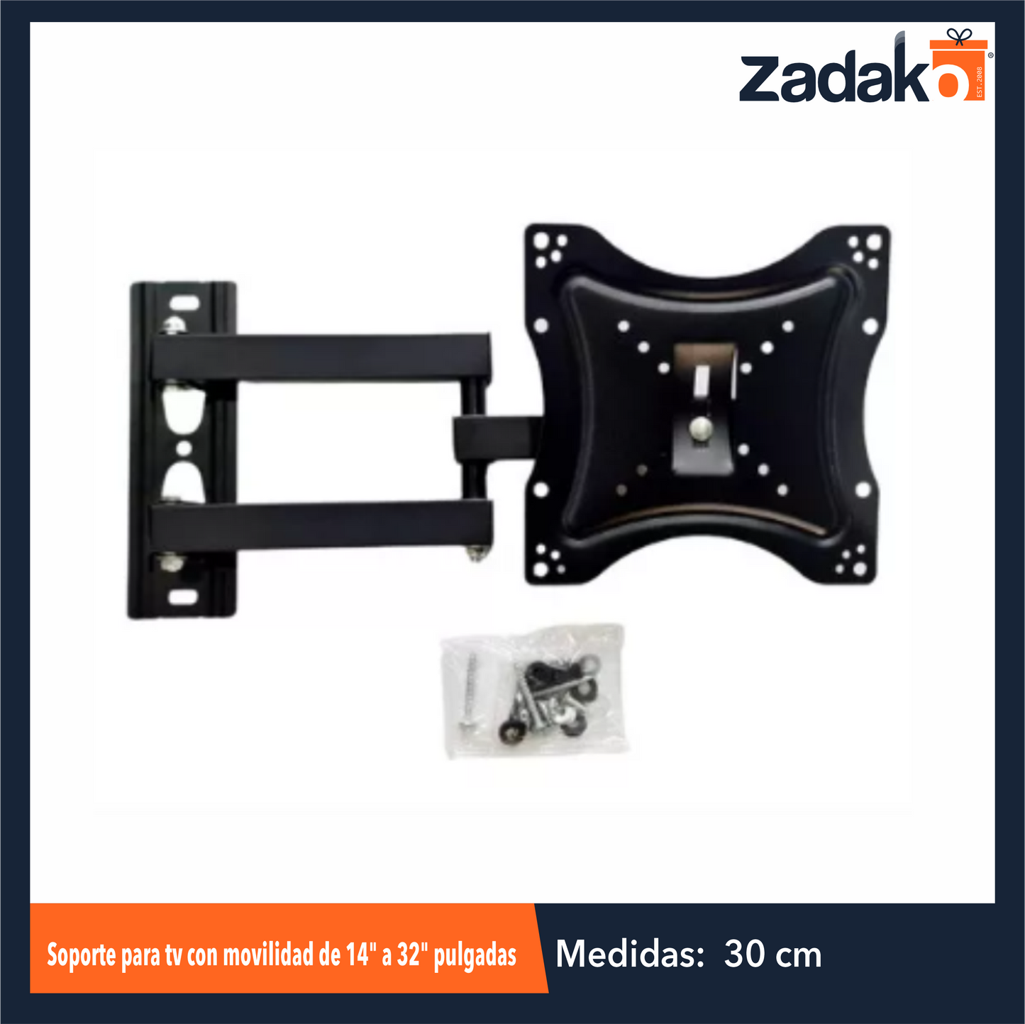 ZE-2148 SOPORTE PARA TV CON MOVILIDAD DE 14 a 42 PULGADAS CON 1 PZ O CAJA CON 10 PZS